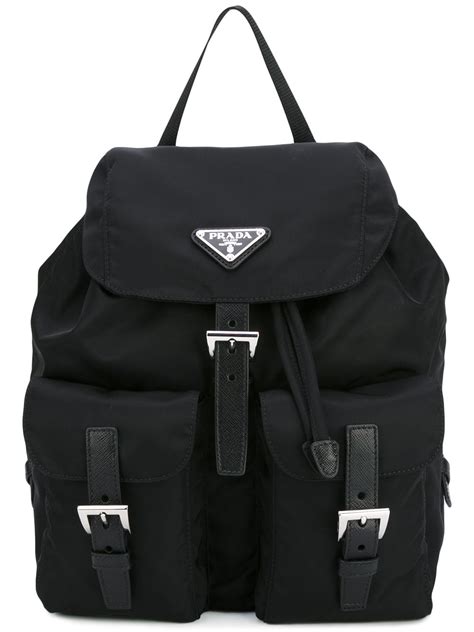 prada logo plaque nylon backpack|Prada Backpacks for Women .